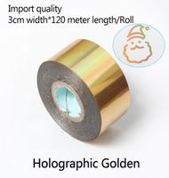 3cm120meter Holographische Goldbrötchen Folie Stempelpapier Wärmeübertragung Anodiertes vergoldetes Papier für Leder PU Wallet Folie St.