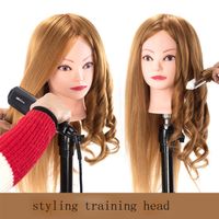女性のヘアマネキントレーニングヘッド80％-85％本物の人間の髪のスタイリングダミードールヘッドヘアスタイルの練習