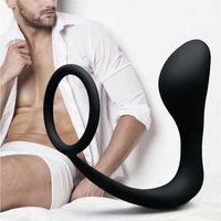 Masseur de jouets sexuels 2 en 1 anneau de bite de slilcon x fiche anale m￢le massage massage retard ￩jaculation stimulateur toys adultes pour hommes homo