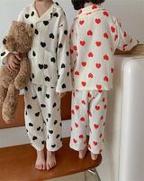 Autumn Kids pijamas camisa y pantalones de lino 2pcs niñas casuales ropa de dormir de manga larga para niños 211130