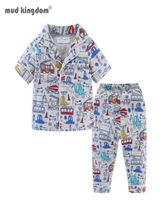 Mudkingdom Summer Boys Girls Pyjamas Set Bouton Down Down Sleevetops and Pantwearwear tenue Kids Clothes Animals Unicorn 2111