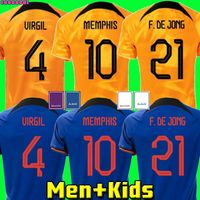 2022 Hollanda Memphis Futbol Jersey de Jong Holland De Ligt Dünya Kupası Wijnaldum van Dijk 23 futbol gömlek Erkekler Çocuk Kiti Dumfries Maillot Camiseta Camisa Futebol