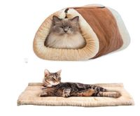 Bolsa de dormir de gato fofo cama de estimação quente para casas pequenas e cães adoráveis ​​produtos de almofada de tape
