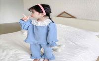 Arrivée de printemps Filles à manches longues 2 pièces Toppants Kids Kids Korean Design Set Pyjama Set 210528