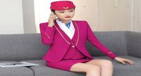 Vestido de duas peças 2021 Roupas de administração de administração de negócios para mulheres conjuntos de escritórios com saia Airline Stewardess Elegant Work Wear B5145593