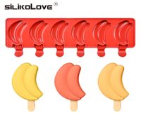 Silikolove Homemade Popsicle Molds Alimento grau de silicone bar Molda de 7 Cavidade Sobremesa Zer Snack Banana Molde T20070