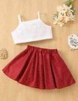 Baby Solid Cami Top Polka Dot Flare Skirt SHE01234565418126