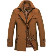 Мужская шерстяная смеси зима en wursbreaker coat Сплошное цвет односпальный транш -транш -плат