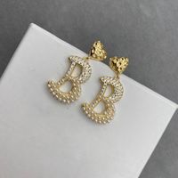 Frauen Hochzeitsdatum Designer Dangle Ohrringe Brief Anhänger Set Crystal Pearl Ohrringe