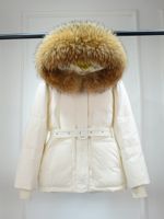 여자 다운 파카 라 게이비 겨울 여성 대형 자연 모피 후드 레드 복구 재킷 여성 따뜻한 방수 파카 90 벨트 벨트 221121
