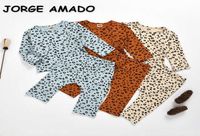 Spring Baby Pijamas Define Leopard Manuve Meninas Meninas Ternos de casa Sleep Slear Kids Roupas E20537 210610