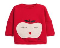Küçük Maven Kızlar Uzun Sweatshirts Apple Aplike Çocuklar Çocuklar İçin Cep Sonbahar Giysileri 210811