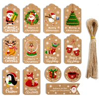 Decorações de Natal 48 50pcs Merry Kraft Paper Tags Diy Batch Retingels de embrulho de Papai Noel Tag Hang Tag Ornamentos Decoração 221121