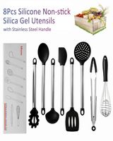 8PCS with Handle Cooking Tools Set Silicone Kitchen Cooking ...