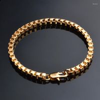 Bracelets de link Pulseira de caixa de cor de ouro de alta qualidade para mulheres e homens moda unissex charme pulseira de joias de joias acessórios