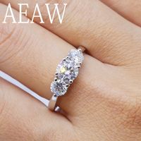 Solitaire Ring AEAW 2CTW 6,5 мм круглый обручальный обручальный свадебный бриллиант Двойной ореол платиновый серебро 221121