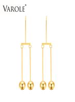 VAROLE Double Ball Dangle Earrings Gold Color Earings Long D...