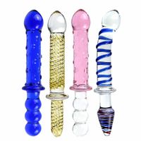 SSCC Sex Toy a doppia estremità Pyrex Glass Toys Crystal Dildo Penis Falso Penna anale Plug femmina maschio Masturbazione per adulti per donne uomini gay