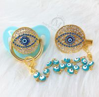 MIYOCAR green Bling evil eye pacifier and clip set pacifier ...