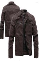 Vestes de course Motorcycle d'hiver veste en cuir PU Men 2022 Vintage enleceau chaud Multipocket Multipocket Male Zipper Automne Outwear