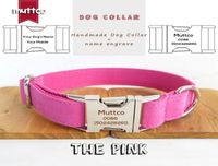 MuttCo varejista antilost Acessório de cães Personalizada Dog Id Tag Collar The Pink Graved Dog Collar Leash Conjunto 5 tamanhos UDC076 Y200
