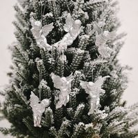 Decorações de Natal 6pcs Xmas Gold Silver Angel Pingente Decoração Árvore pendurada Ornamentos do ano Presentes 221121