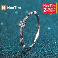 Обручальные кольца neetim d Цветовое кольцо для женщин Fine Eweell с сертификатом 100% стерлинговой кусочек 18K Белое золото 221121