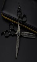 Hair Scissors Professional 6 Inch Upscale Black Damascus Cut...