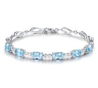 Bangle Style 925 Sterling Silver Bracelet Exquisite Sapphire...