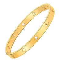 Wedding Jewelry Bangle Women Gold Plated Hollow Stainls Stee...