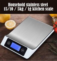 15kg1g de cozinha eletrônica escala digital escala de alimentos em aço inoxidável escala de pesagem LCD Alta precisão Ferramentas de medição 201212