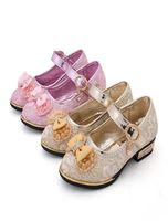 Klasik deri ayakkabılar moda dantel boncuk bowtie alçak topuk bahar çocuk kızlar prenses performans boyutu 2636 düz