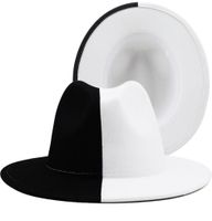 Black White Patchwork LOOL FIENTE JAZZ FUZTOR Mujeres Unisex Wide Brim Panamá Trilby Capboy Cap Gen Gentleman Wedding Hat 223261633