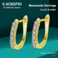 Charm Knobspin 925 Sterling Silverörhängen för kvinnor Real D Color VVS1 Diamonds With GRA Certificate Huggie Hoop Earring 221119