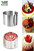 Wbbooming Anel de mousse ajustável Moldes de bolo redondos 3D Ferramentas de decoração de cozinha de cozinha de aço inoxidável 3 Tamanhos 220221