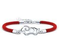 S925 Серебряная красная веревка браслет браслет для женской девочки -леди свадьба подарка на день рождения