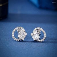 Stud Earrings 0. 28 Carat Diamond Real AU750 18K White Gold F...