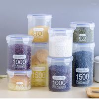 زجاجات التخزين محكم الإغلاق حاويات المطبخ بلاستيك خالي من BPA لسكر الدقيق وإمدادات الخبز