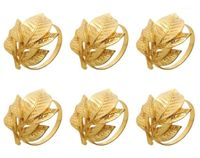 Peçete Yüzükleri 6pcs Alaşım Halkası Zarif Toka Tutucu Masa Dekorasyon Yemek Partisi Düğün için Altın Yaprak11