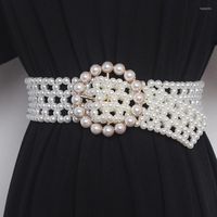 Gürtel breite Schichten gewebte Perle Taillengürtel für Frauen 2022 Luxus Design Elastic Bundeshemd Hemd Femme Cinturones Korsett Korsett
