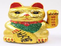 7quot Gold beckoning Fortune Happy Cat Maneki Neko Toy Home Decor Business Gift7057194