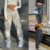 سراويل جينز للسيدات للسيدات سروال البضائع نساء 2022 أزياء الهيب هوب شارع الرجعية متعددة الجيبات S-XL