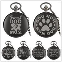 Relógios de bolso Cão personalizado/gato mãe temática vintage preto quartzo relógio FOB Chain Pinging Collection