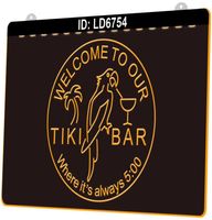 LD6754 Bienvenue au bar Tiki où il est toujours à 5 légers signes 3D de gravure LED entier Retail3018