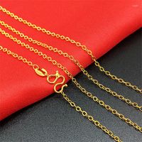 Cadenas 1 PPC Collares de color de oro puro para mujeres 1 mm Cabina de cadena de enlace COCHO COMBRIMIENT