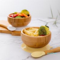 1Set Silicone Baby Feeding Bowl Set Bamboo Spoon Learning Di...