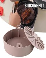 Air Fryer Silicone Pot with Lid Multifunctional Grill Plate Heat Resistant Oven Accessories Practical Kitchen Tool PR 0616
