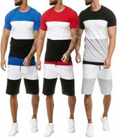 MEN039S Termal iç çamaşırı setleri Erkekler 2 Parça Kıyafet Jogger Set Stripe Baskı Terleri Sıradan Şort Yaz Moda Giyim Mal8290685