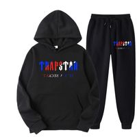 Tracksuit Trapstar 브랜드 인쇄 스포츠웨어 남성 16 색 따뜻한 두 조각 세트 느슨한 까마귀 스웨트 셔츠 바지 조깅 220615