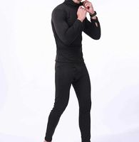 Men039s ropa interior térmica set deportes sport hombres de manga larga de invierno pantalones con cremallera